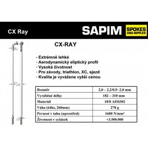 Dráty Sapim CX-Ray, černé Varianta: 256 mm