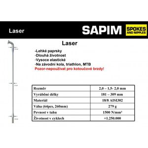 Dráty Sapim Laser, černé Varianta: 254 mm